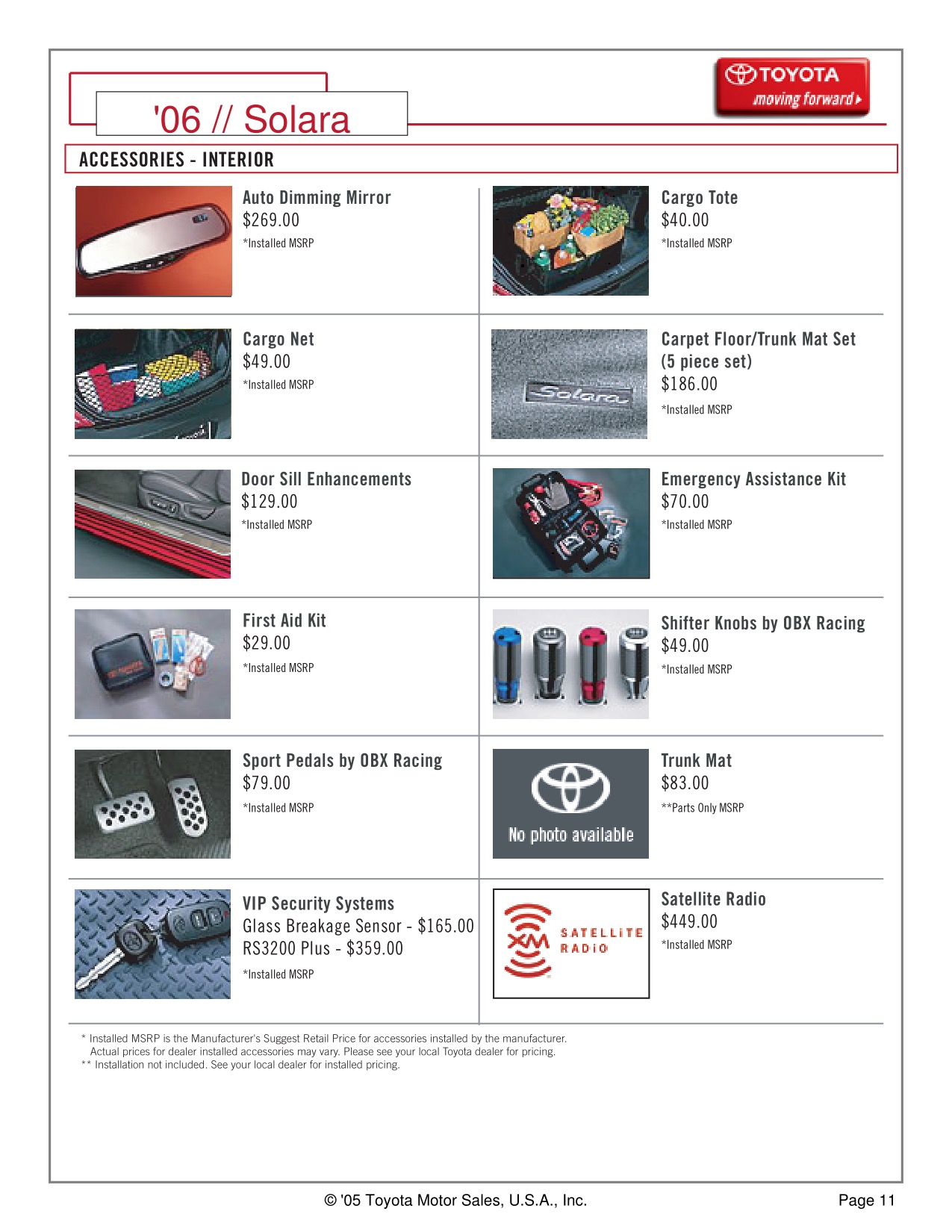 2006 Toyota Solara Brochure Page 7